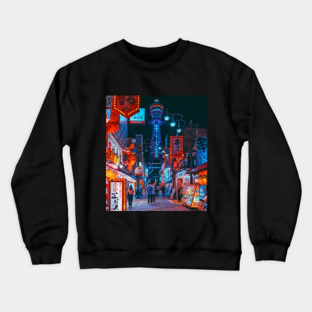 Osaka Anime Nights Crewneck Sweatshirt by HimanshiShah